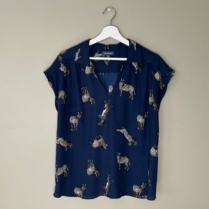 ModCloth Zebra Print Blouse Size L
